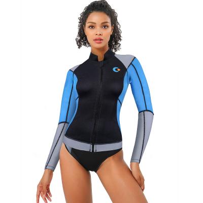 China Women Antibacterial Neoprene Freediving Wetsuits Seamless Custom Logo Surfing Jackets Logo Swimming Suits for sale