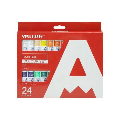 China AUREUO 24 Colors Economical 12ml Studio Grade Low Price Multicolor Oil Paints Kit 12mL for sale