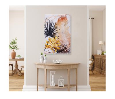 China Simple Pattern Canvas Simplicity Factory Leaf Hotel Oil Canvas Wall Painting Home Hanging Painting for sale