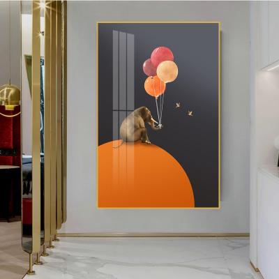 China Animal Theme Abstract Art Living Room Painting Animal Theme Porcelain Painting Houseware High Resolution Printing Crystal Wall Art for sale