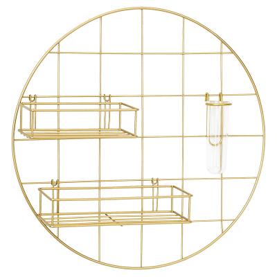 China BRIEF Round Wrought Iron Grid Photo Wall Metal Wall Decoration Creative Art for sale