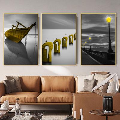 China Landscape Architectural Modern Minimalist Living Room Painting Canvas Print Wall Decoration High Resolution Printing Hanging Painting for sale