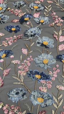 Chine Largeur de 49 pouces Lamière florale Tissu brodé Durabilité moyenne à vendre