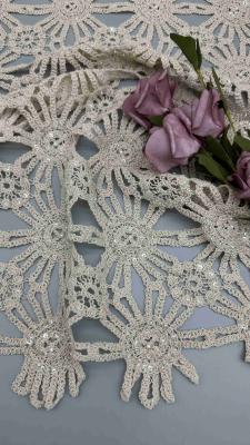 China Hot Sale 100% Cotton Off White Beaded Embroidery Full Width Fabric For Party Dress For Fashion for sale