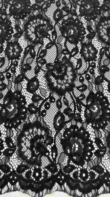 China Special Chenille Yarn Floral Scalloped Edge Lace Fabric By The Yard Dress For Fashion for sale