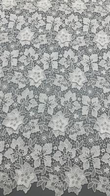 China 125cm Premium Eco Friendly White Modern Embroidered Lace Fabric Chemical Lace for sale