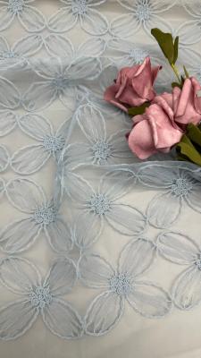 China 100%Nylon Full Width High-Quality Light Blue Color Tulle Mesh  Embroidery  FabricSustainable Fabric Perfect for Spring and Summer Fashion for sale