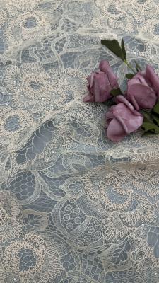 China Leafy Sequin Embroidery Lace Fabric Fabric Durable and Elegant Luxary Embroidery Lace Fabric Wedding Party Occasions Hight Quality Embroidery Fabric for sale