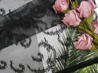 China 100 Yards 125CM Tulle Mesh Crochet Black Embroidered Lace Gewebe- zu verkaufen