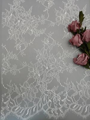 Cina Tessuto floreale bianco 145CM di nylon di Tulle Mesh Fabric Embroidery Soft Lace del pizzo di 100% in vendita