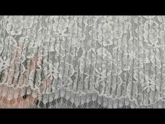 55 Inch White Floral Lace Fabric In Nylon Cotton Rayon Composition With Scallop Eyelash