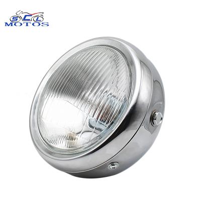 China Material: Cafe Racer Motorcycle Retro Headlight Black/White Metal Halogen Front Light 12V Fits For CG125 GN125 for sale