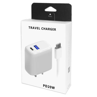 China Mobile phone CE FCC certificated 20W EU USA UK kc travel charger with 1M cable gift box travel charger kit swholesaler for sale