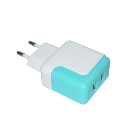 China Huaye 2019 kc Mobile Phone Listed 5V 2.1A Korea Plug Travel Charger Dual Port USB Wall Charger for sale