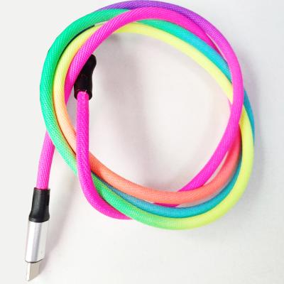 China High Quality Rainbow Colored Braided 18W Colorful Beauty Braided Rainbow 20W 3A Fast Charging Lightning To Type C Data Cable For Macbook IOS Phone for sale