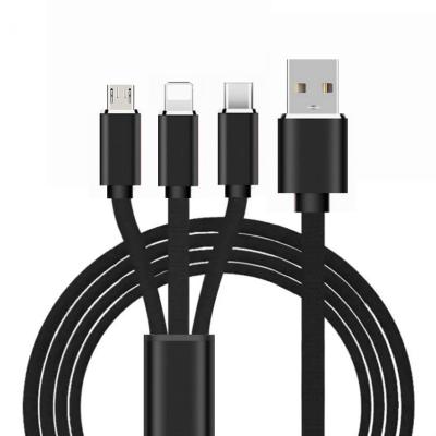 China MP3/MP4 Player EMC RoHS Approval Ready To Ship 4ft Micro Braided 8 Pin Type C 3 In 1 Multi Fast Charger Data Cable For Apple Android Phone 2.4A for sale