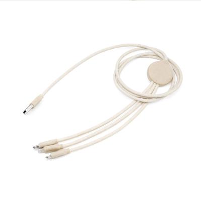 China High Quality Private MP3/MP4 Player 3 In 1 Wheat Straw Eco-Friendly Regradable Usb One 1m LED Lights 2.4A Fast Charging Cable for sale