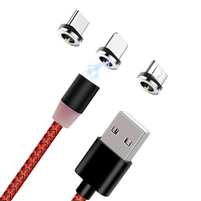 China Custom Camera Magnet Usb Data Cable Charger Braided Android Fast Charging Micro & Type C & 8 Pin Usb Data Line With CE ROHS FCC for sale