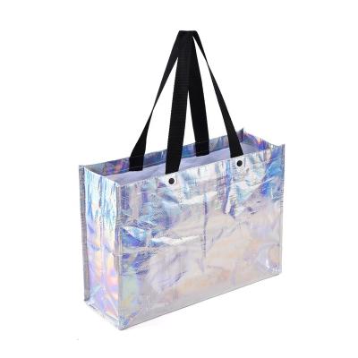 China 100%Recyclable Coated Laser Tote Non- Stock Woven Shopping Bag for sale