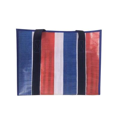 China 100%recyclable red white blue pp cotton lament shopping bag pp woven handle bag for sale