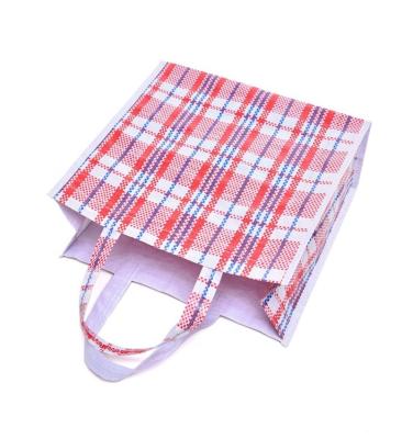 China 100%Recyclable Factory Selling Red Plaid Woven Zippered Grocery Bags for sale