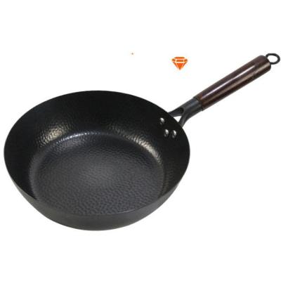 China Industrial Lodge Company Carbon Steel Handle Wood Frying Pan Multi Sizes Frying Pan for sale