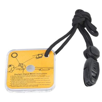 China Handy Portable Acylic Signal Mirror Rescue Survival Reflector Mirror Self-Help Tool With Whistle For Emergency for sale