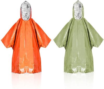 China PE Emergency Survival Poncho , Reflective Emergency Blanket Rain Poncho For Sun Protection Camping Hiking for sale