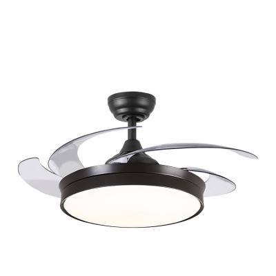 China 3 Color Modern LED Decorative Light Blade Ceiling Fan Variable Retractable Light With Remote Control for sale