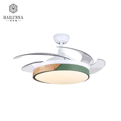 China Modern Indoor Lighting Remote Control White Retractable Ceiling Fan With Light for sale