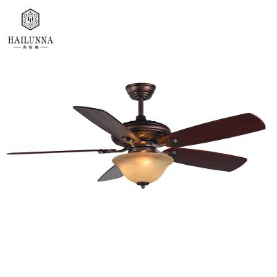 China Traditional China Supply Top Selling Single Bedroom Round LED Red Copper Pendant Light Ceiling Fan for sale