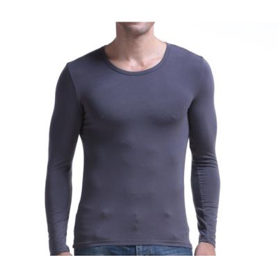 China European and American custom men's breathable underwear long sleeved T-shirt thin thin vest spring base sports low top shirt for sale