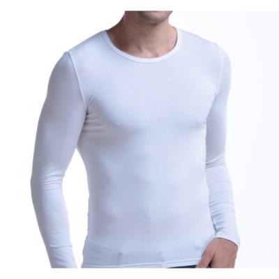 China Breathable Men's Thin Sleeve T-Shirts Long For Modal Men's Solid Color Shirt Tight Based Slim Seamless Underwear for sale