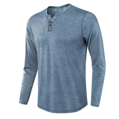 China Wholesale Mens Breathable Henley Long Sleeve T Shirts For Mens Stylish Casual Shirts for sale