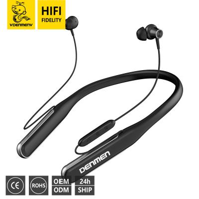 China wholesale neckband DENMEN hi fi music in-ear sports neckband custom stereo magnetic waterproof headphone IPX4 neckband wireless headphone for sale