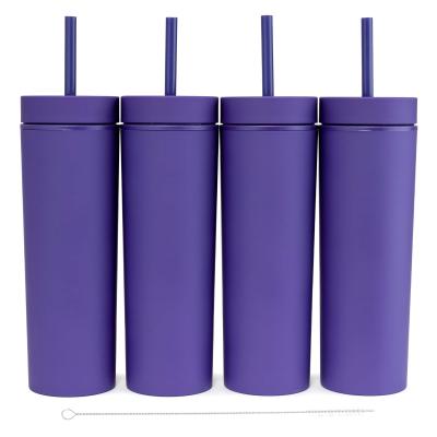 China USA Lean Purple Color 20oz Hot Selling Straight Sublimation Blanks Tumblers With Plastic Straws for sale