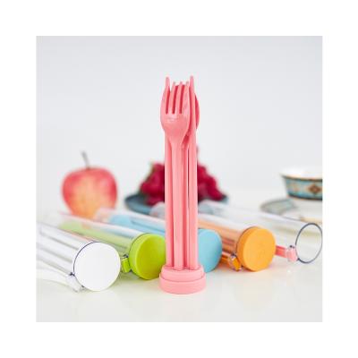 China Sustainable Fork Spoon Set Disposable Plastic Knife Fork Spoon PINK PP Household Cutlery Convenient Take-Out Set for sale