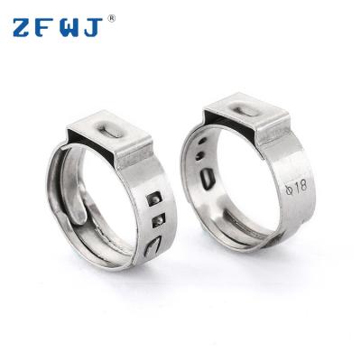 China 16.5-18mm Universal Industrial Galvanized Ring Metal Simple Types Of Spring Hose Clamp for sale