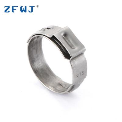 China Corrosion Resistance 19.5-21mm Ear Stainless Steel Stepless Single Pipe Clamp for sale