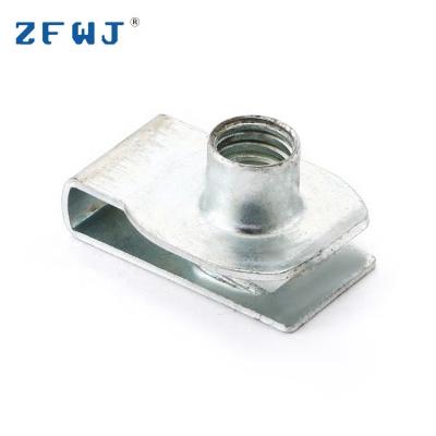 China 65Mn spring stainless steel ratchet steel pipe clamp, custom factory M10 u spring clip nut for automobiles for sale