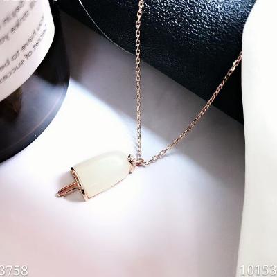 China CLASSIC 925 Sterling Silver Ice Cream Pendant Necklace Nature Stone 1mc Gold Or Rhodium Or Rose Gold Plated for sale