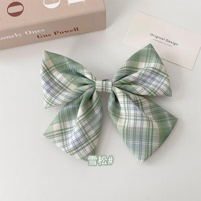 China Japanese and Korean style large bow hairpin main style clip fashion stretching soft multicolor plaid fabric hair accessories for sale