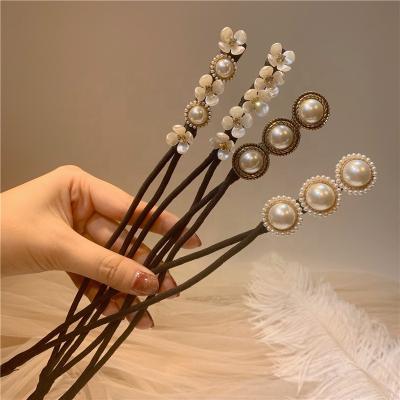 China Super cute and sweet fairy imitation temperament pearl flower pearl flower shell Japanese women's strip and Korean lazy Mori headwear hair accessories for sale