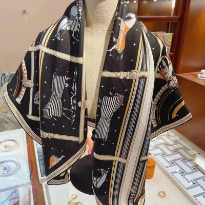 China Anti-DDoS large scarf shawl 2021 new elements elegant twill large equestrian silk scarf dual-use large scarf shawl for sale