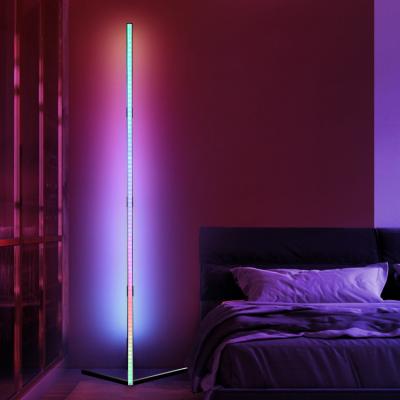 China Bedroom Modern Nordic Remote Vertical Color Changing RGB Corner Led Floor Lamp for sale