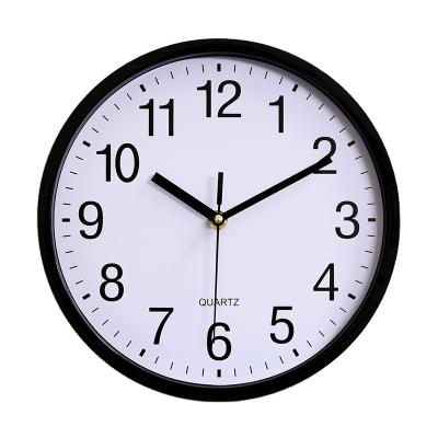 China BRIEF simple round design home decoration 10 inch cheap plastic wall clock for sale