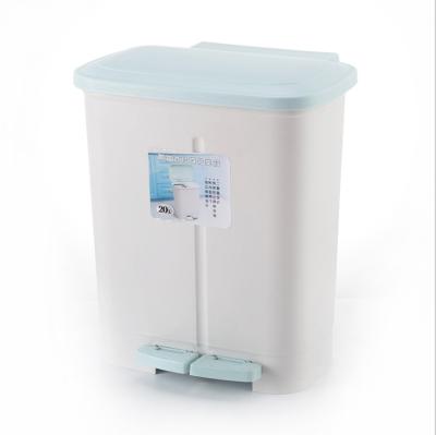 China Custom Modern Home Viable Double Bin Waste Bin Plastic Waste Cover Waste Trash Bin Plastic Waste Bin for sale