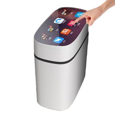 China Trash Cans Stored Touchless Waste Bins Hotel Sensor Automatic Smart Plastic Bathroom Kitchen Smelling Trash Can for sale