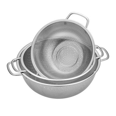 China New Listing Professional Manufacturer Durable High End Wire Mesh Punching Hole Stainless Steel 304 Fried Basket Colander Strainer for sale