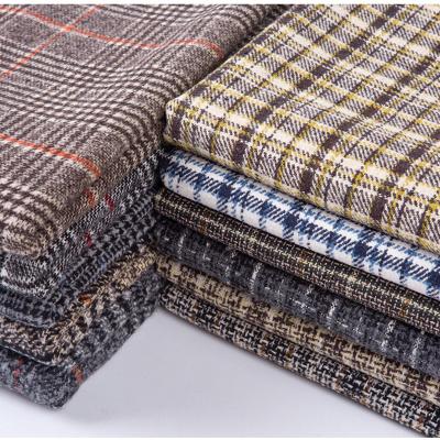 China Breathable Coat Blazer Suits Patchwork Materials Autumn Winter Plaid Check Cashmere Fabric Vintage Woolen Fabric for sale